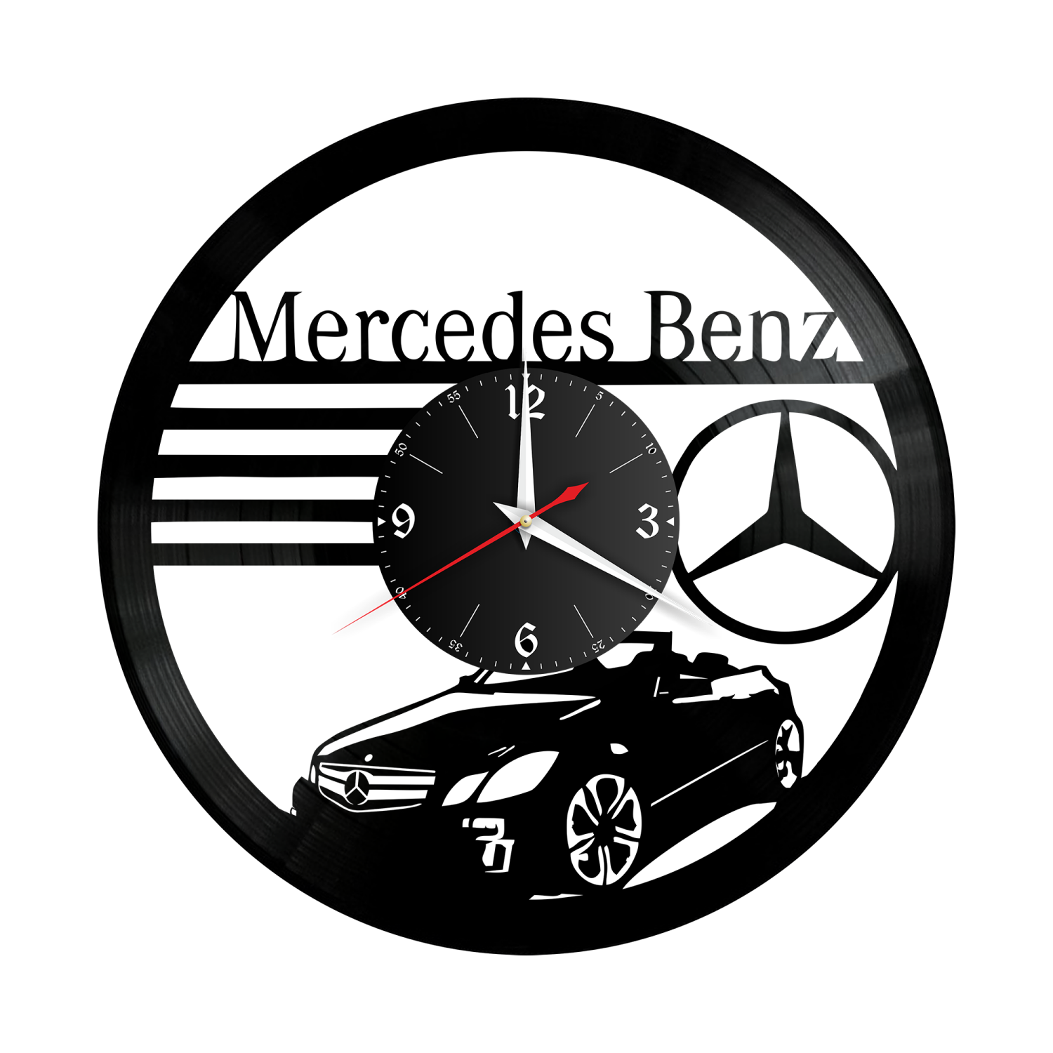 Часы настенные "Mercedes" из винила, №1 VW-10421 Часы настенные "Mercedes" из винила, №1 VW-10421