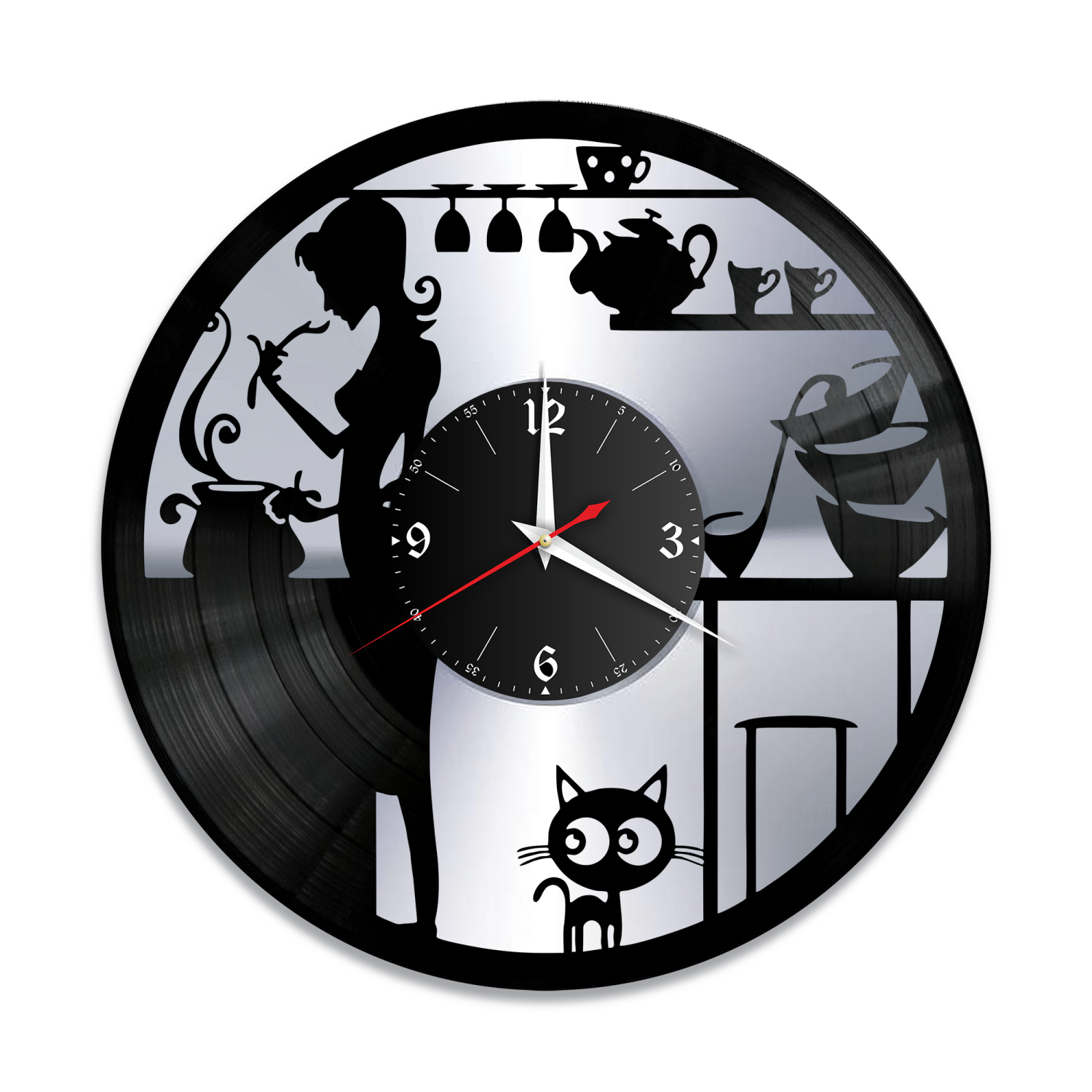 Часы настенные "Кухня, серебро" из винила, №2 VW-10606-2