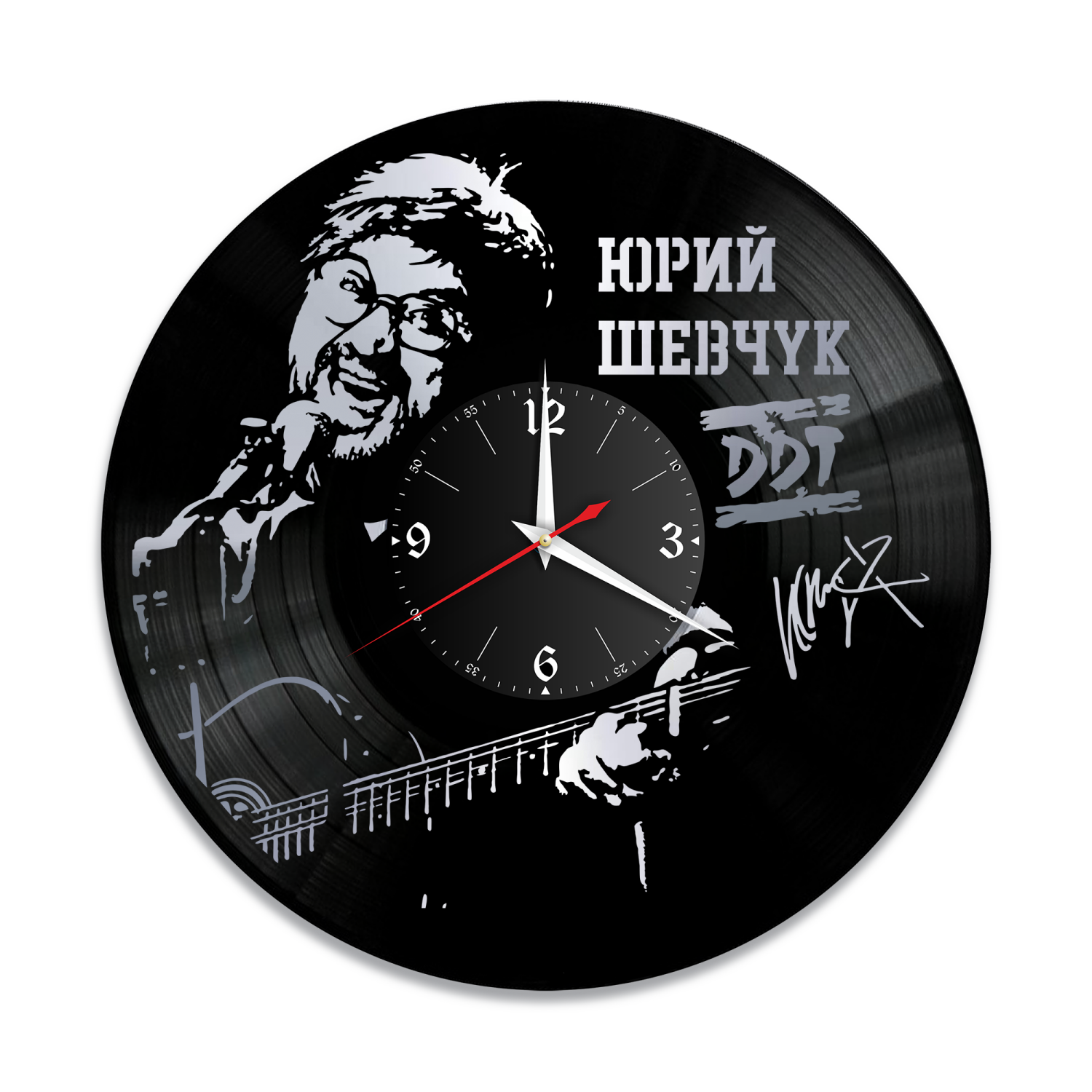 Часы настенные "группа ДДТ, серебро" из винила, №2 VW-10859-2