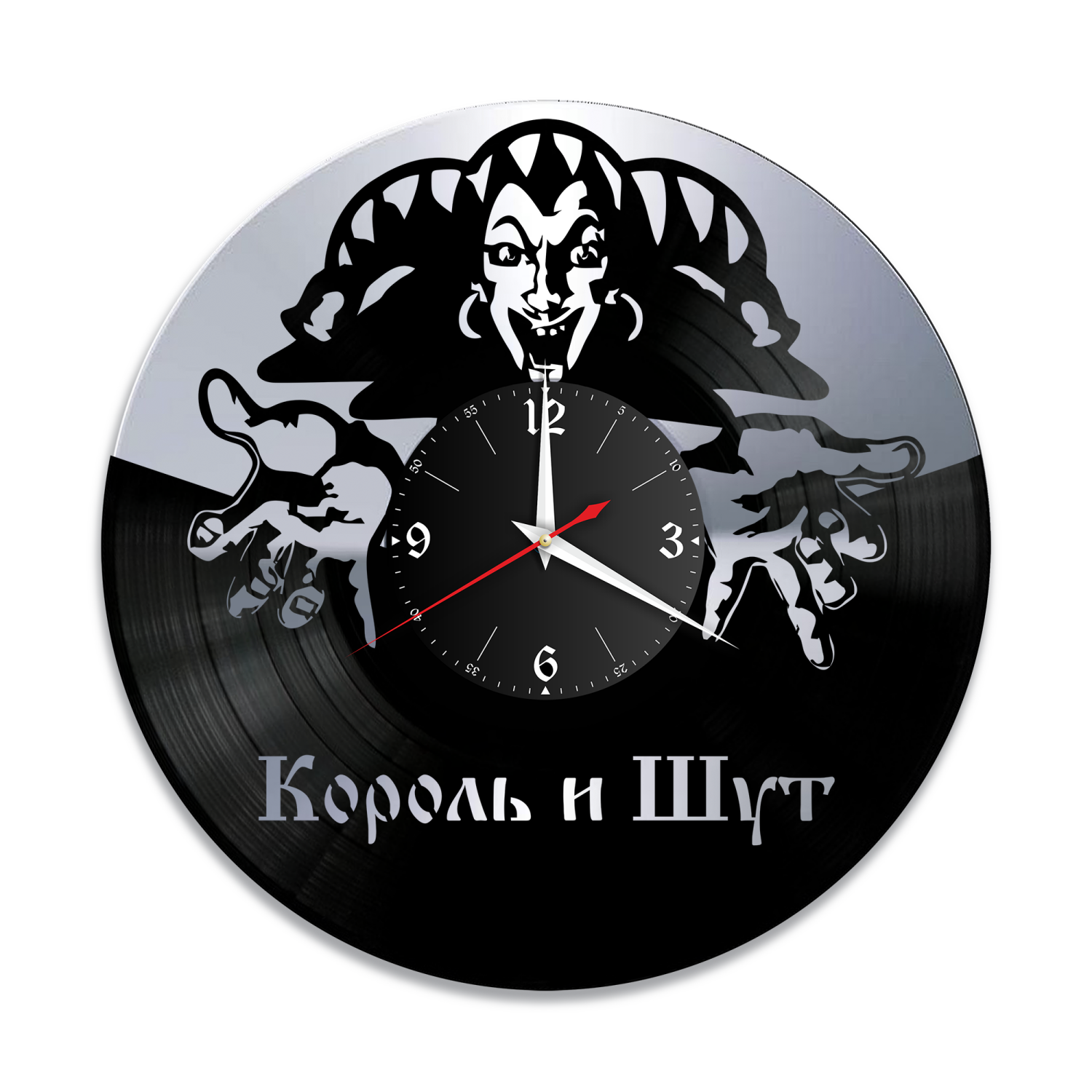 Часы настенные "КиШ (Король и Шут), серебро" из винила, №2 VW-10043-2