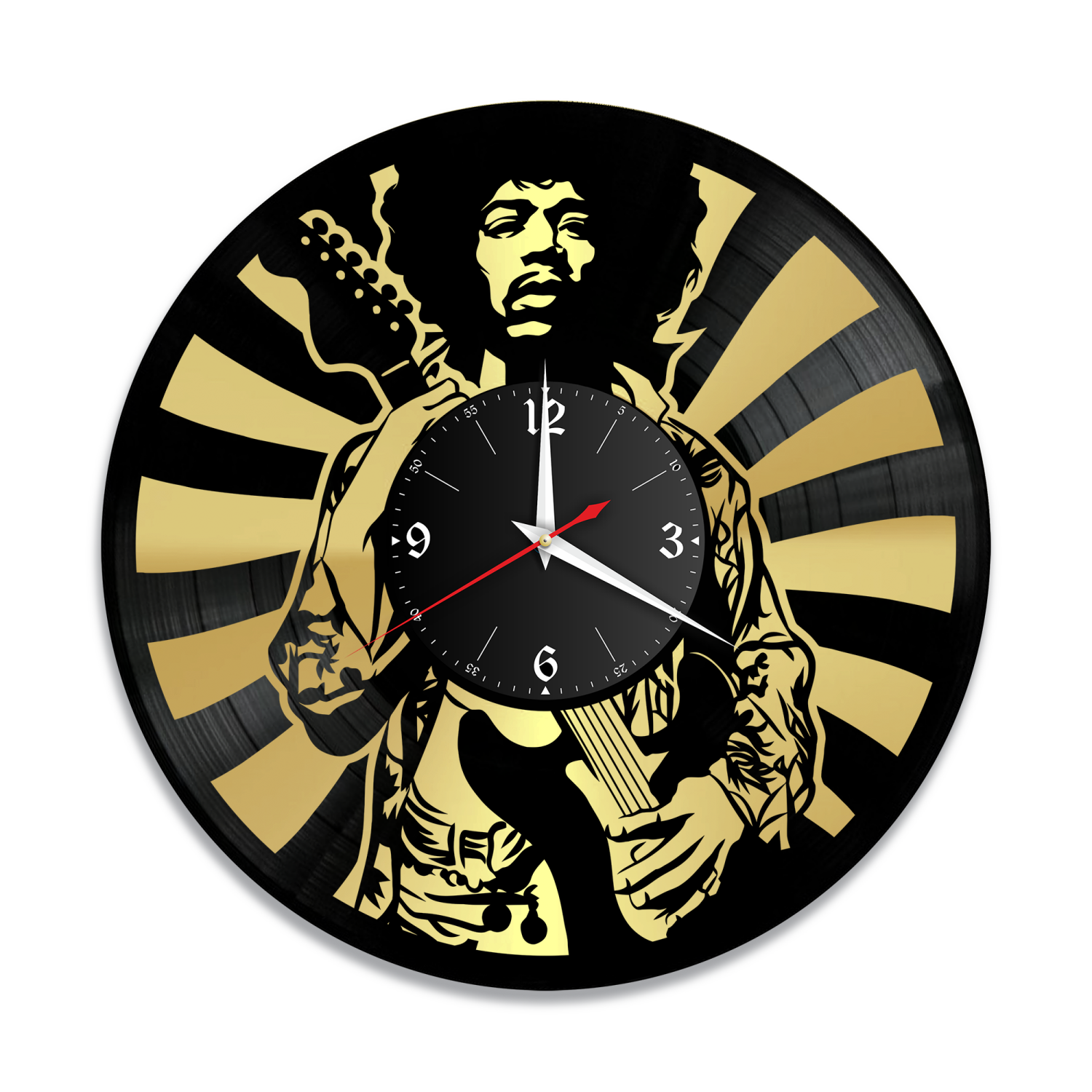 Часы настенные "Джими Хендрикс (Jimi Hendrix), золото" из винила, №1 VW-10860-1