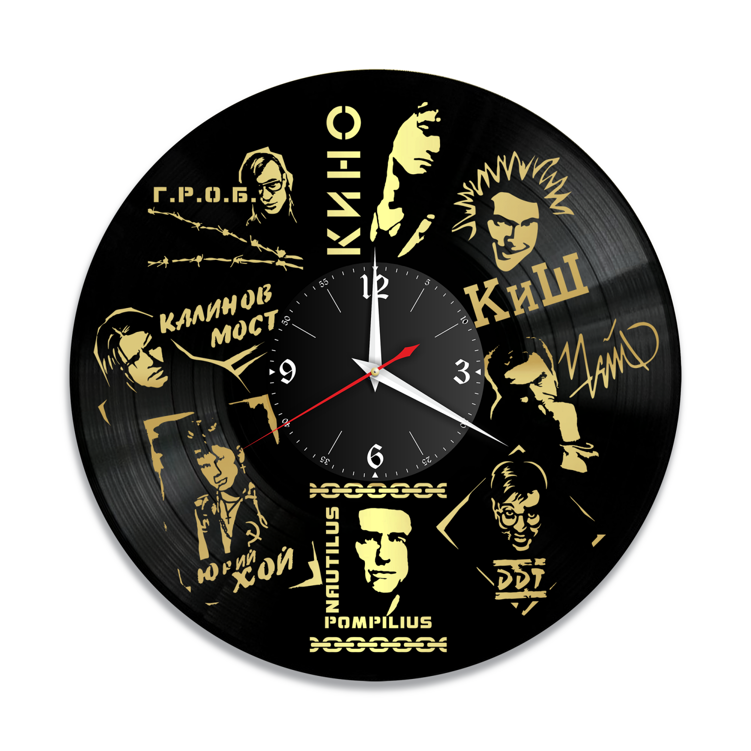 Часы настенные "Легенды Русского Рока, золото" из винила, №4 VW-12039-1
