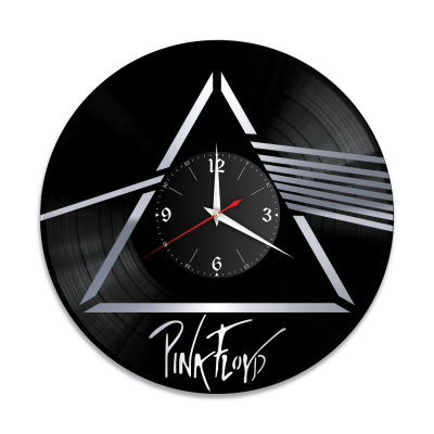 Часы настенные "Группа Pink Floyd, серебро" из винила, №R1