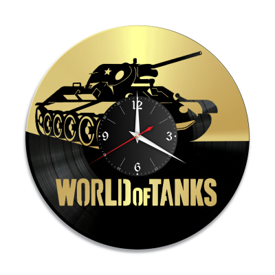 Часы настенные "WOT, золото" из винила, №1