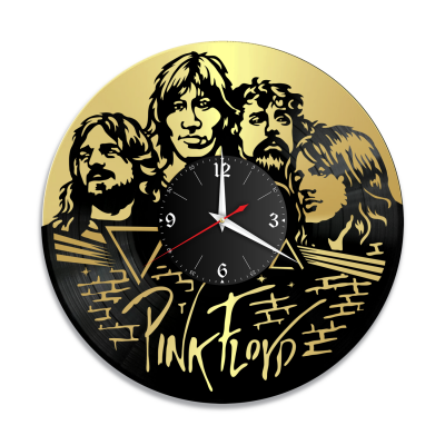 Часы настенные "группа Pink Floyd, золото" из винила, №1