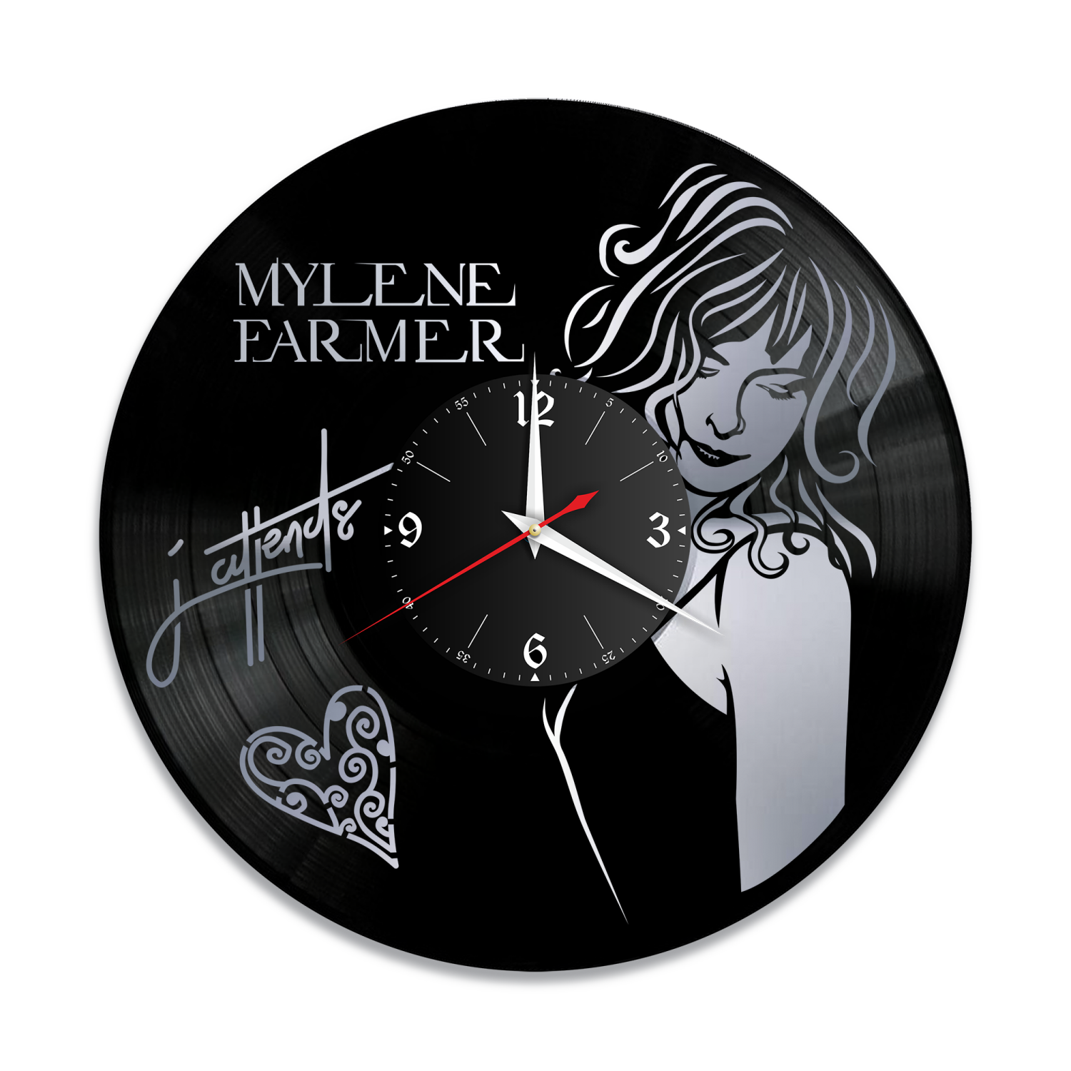 Часы настенные "Mylene Farmer (Милен Фармер), серебро" из винила, №3 VW-10224-2