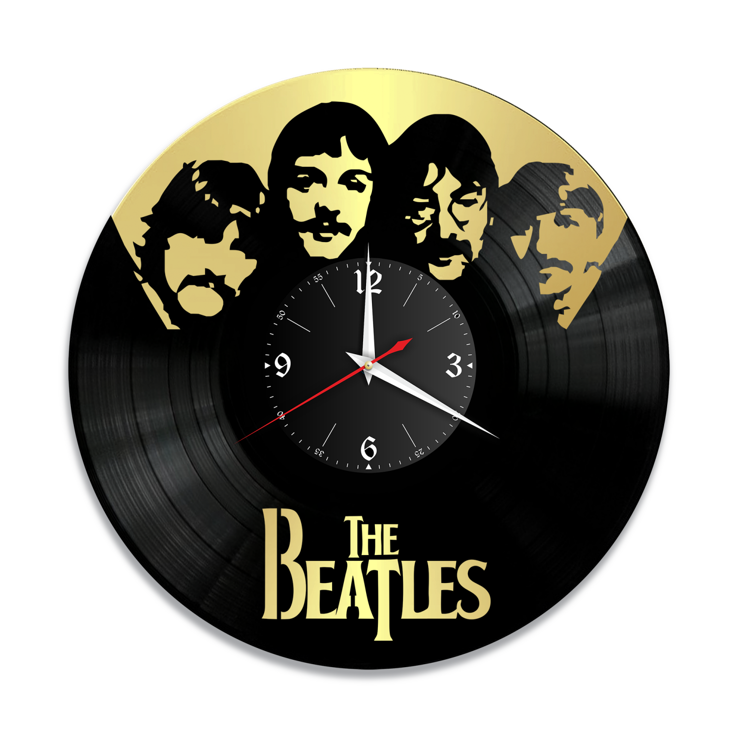 Часы настенные "группа Битлз (The Beatles), золото" из винила, №4 VW-10182-1