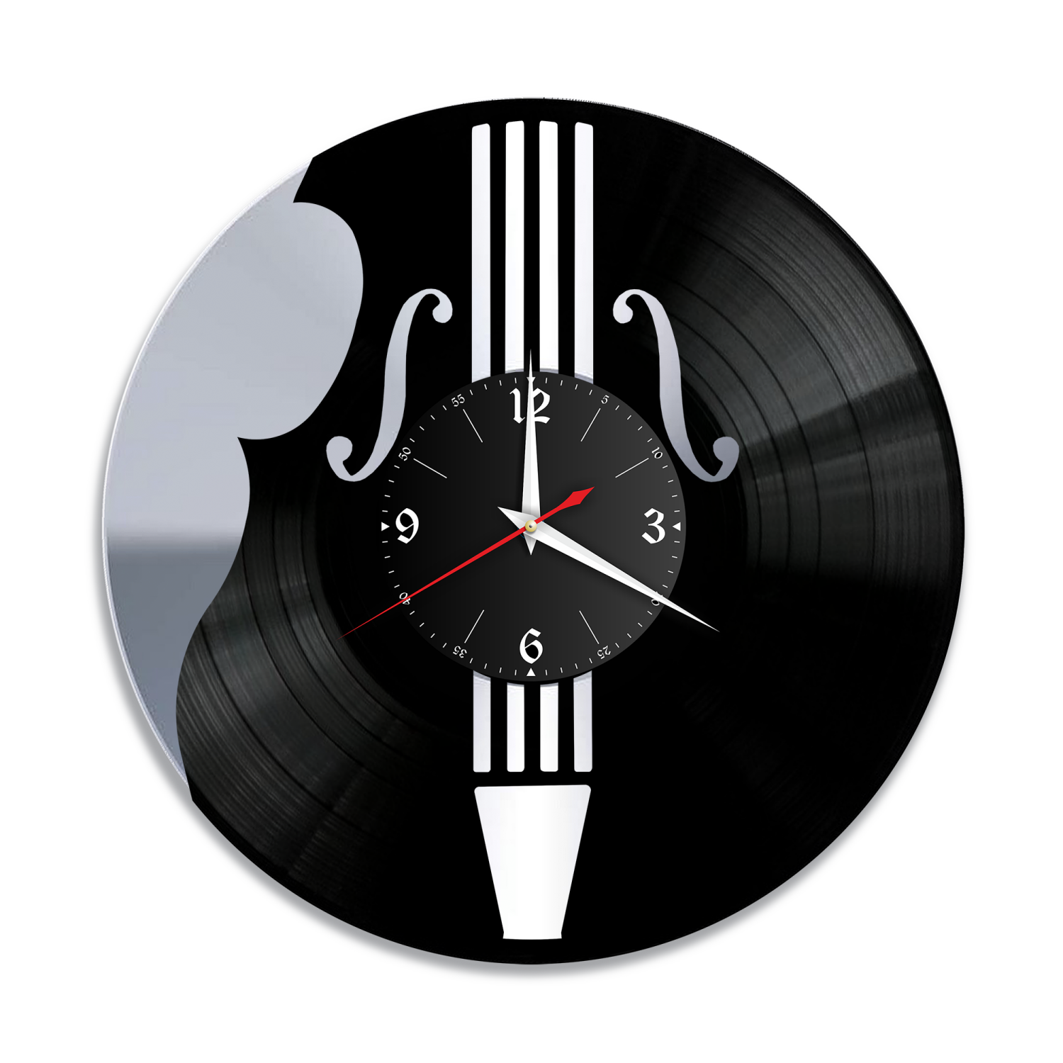 Часы настенные "Музыка (Виолончель), серебро" из винила, №26 VW-10942-2