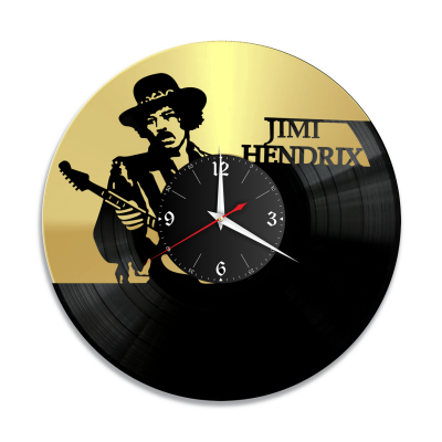 Часы настенные "Джими Хендрикс (Jimi Hendrix), золото" из винила, №2
