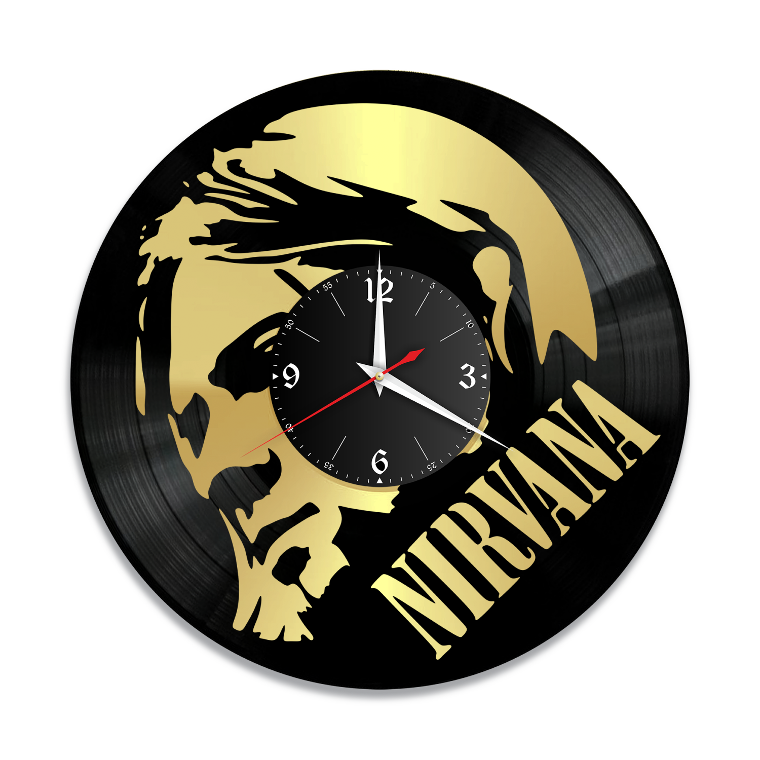 Часы настенные "группа Nirvana, золото" из винила, №1 VW-10127-1