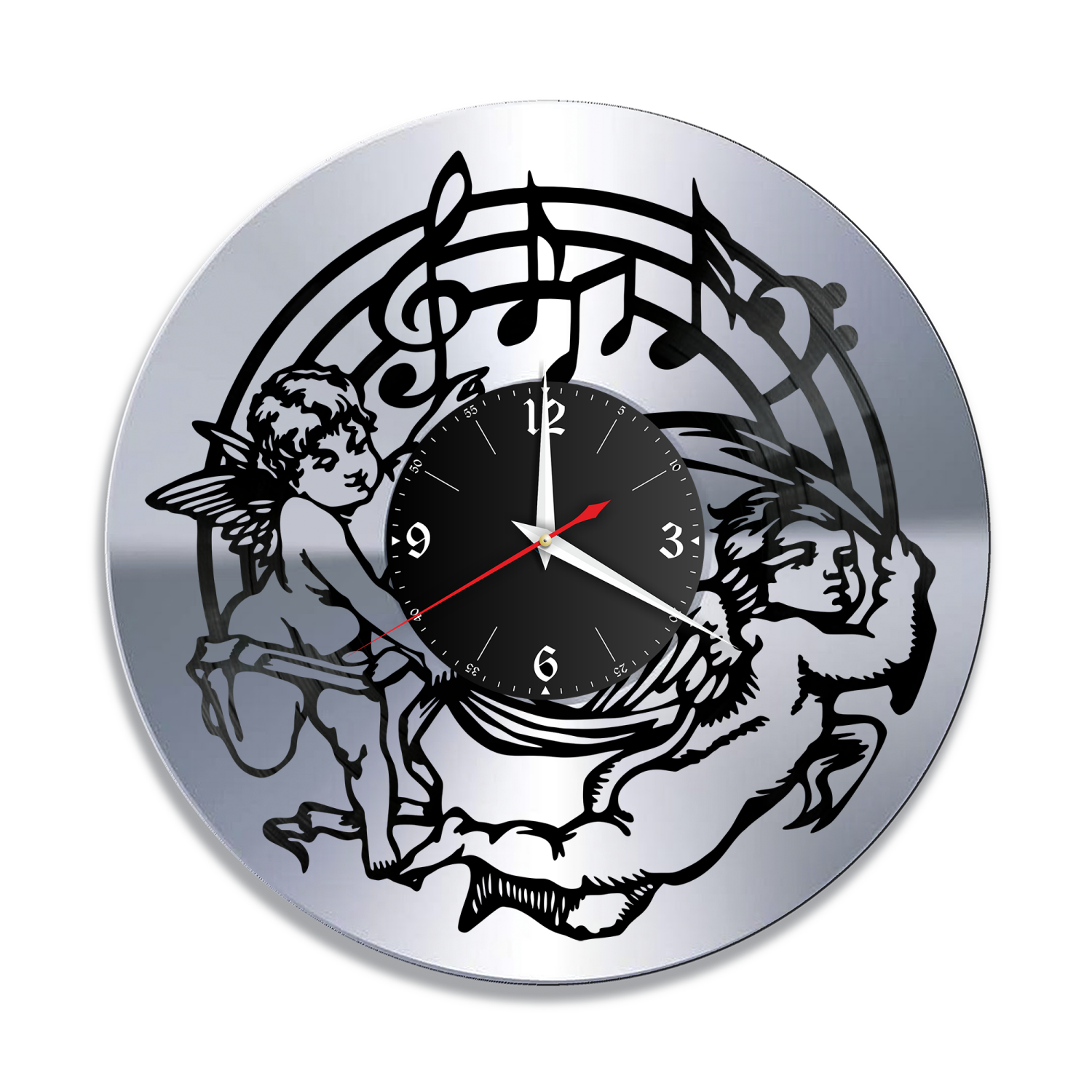 Часы настенные "Музыка, серебро" из винила, №18 VW-10888-2