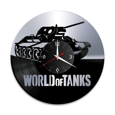 Часы настенные "WOT, серебро" из винила, №1