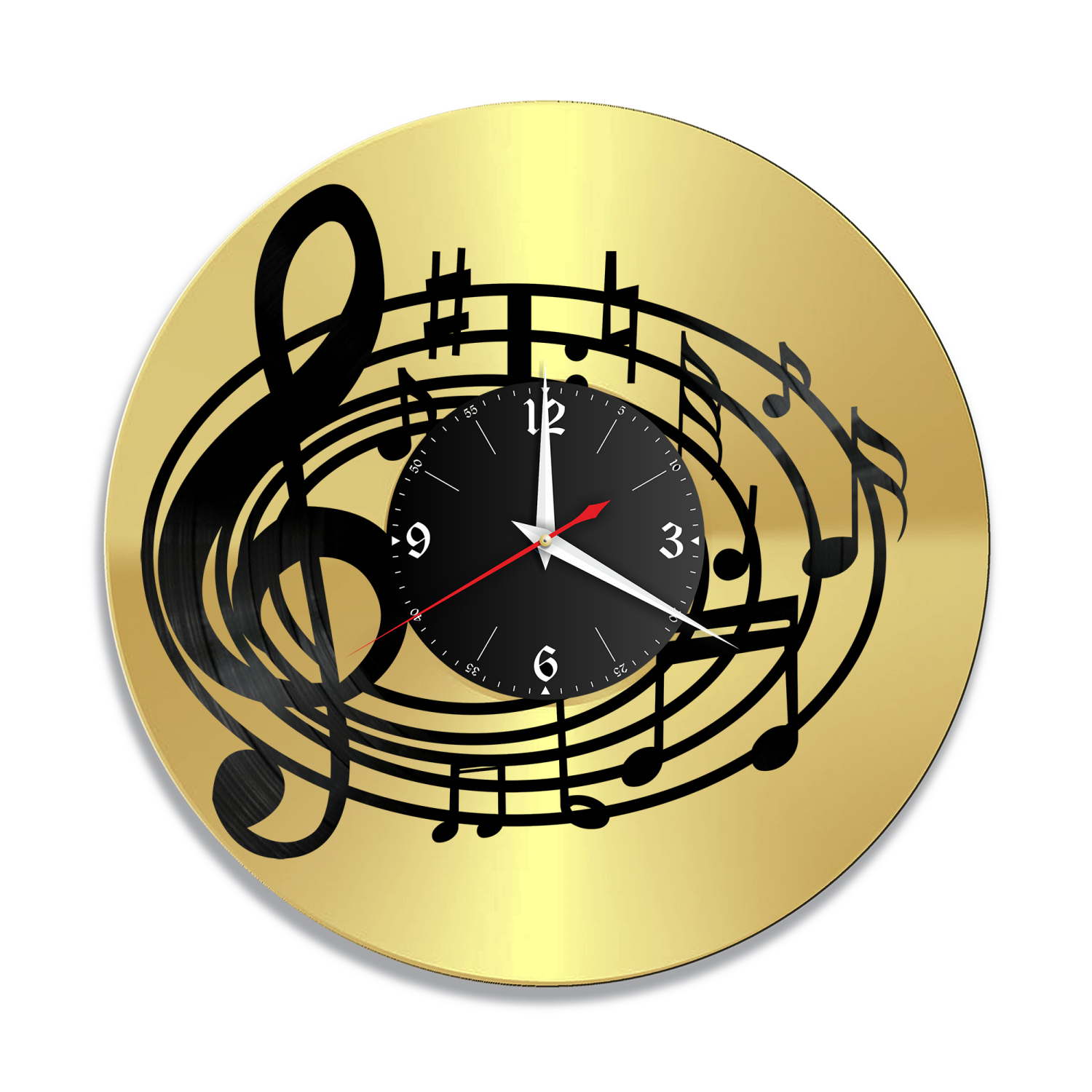 Часы настенные "Музыка (Скрипичный ключ), золото" из винила, №15 VW-10297-1