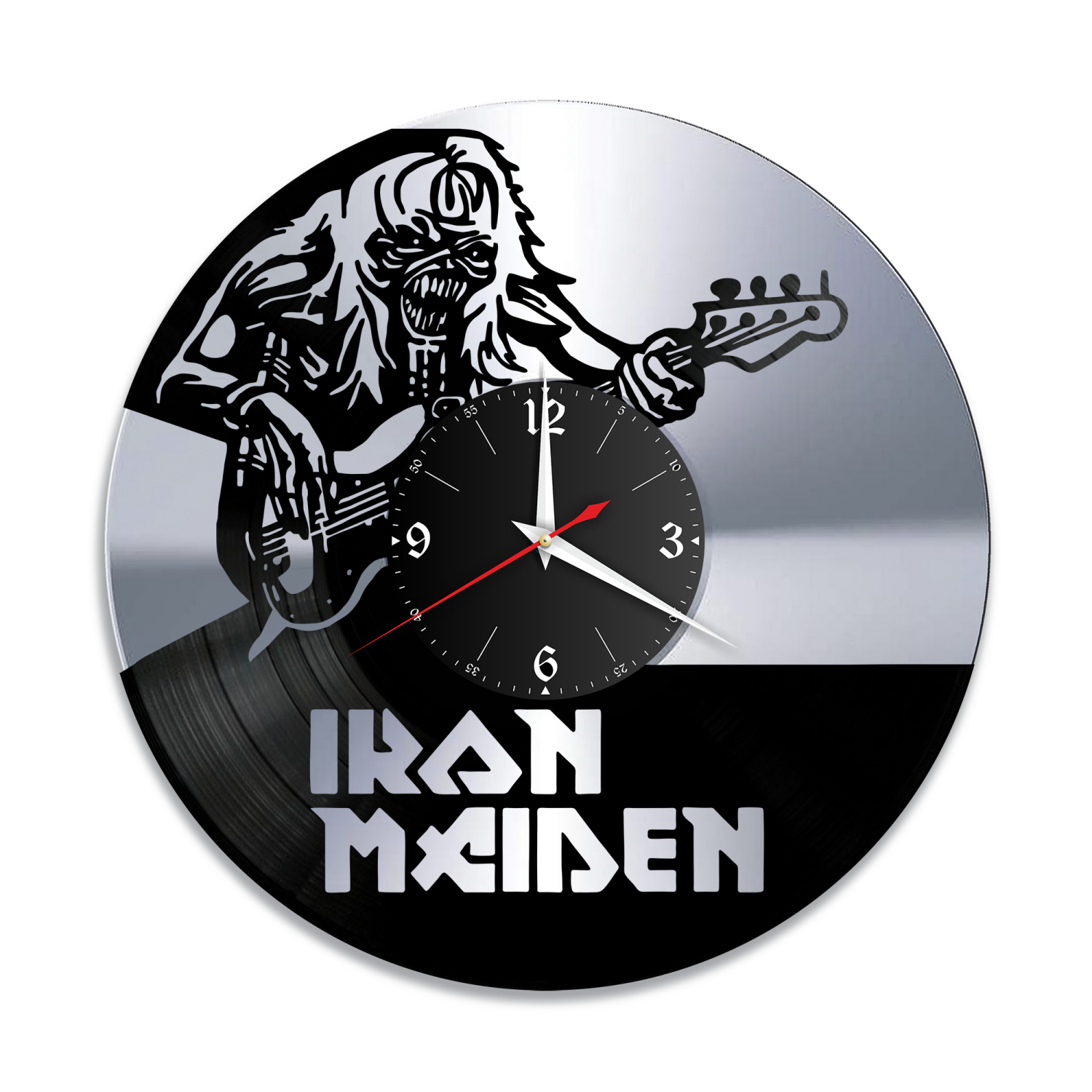 Часы настенные "группа Iron Maiden, серебро" из винила, №2 VW-10101-2