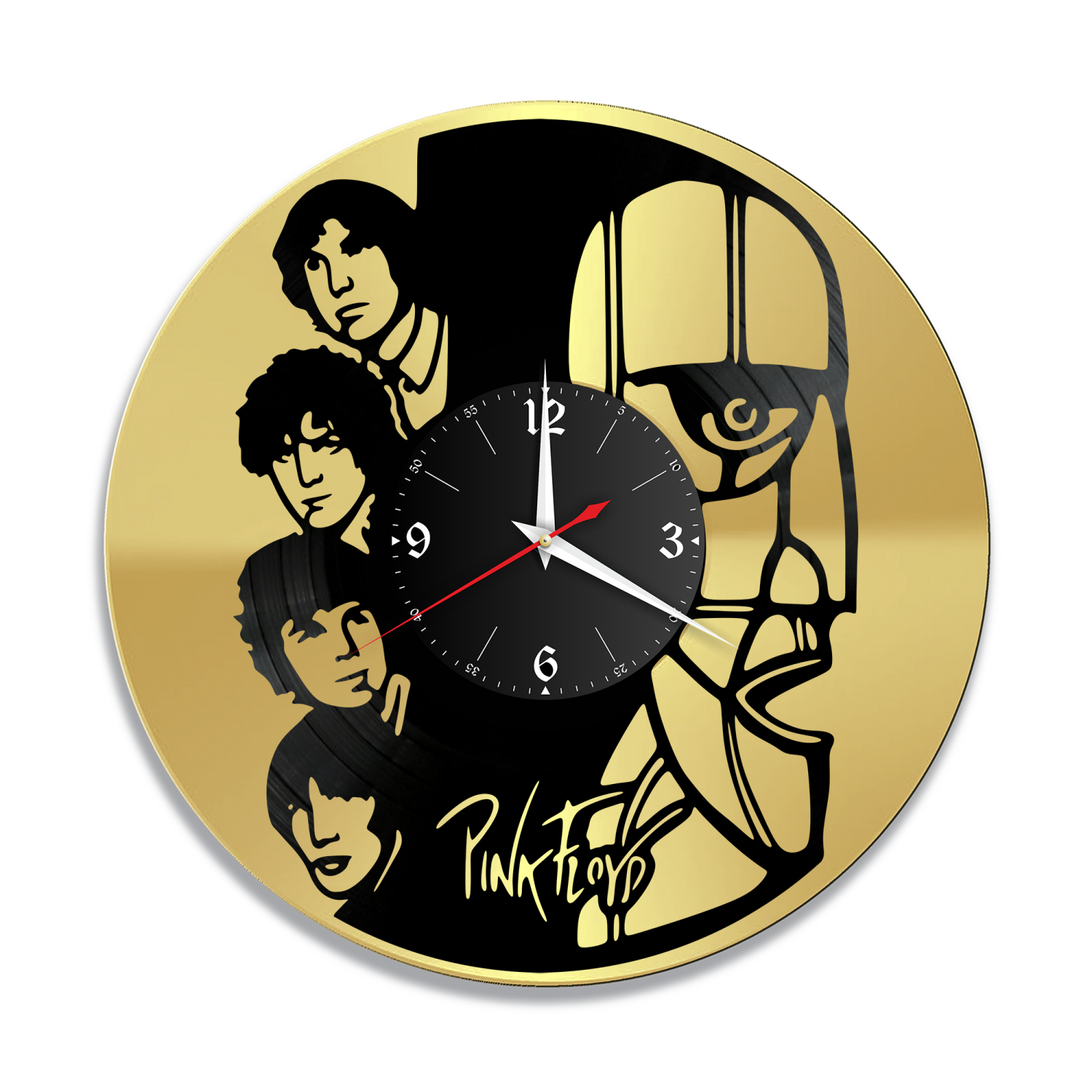 Часы настенные "группа Pink Floyd, золото" из винила, №2 VW-10134-1