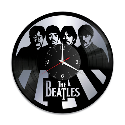 Часы настенные "группа Битлз (The Beatles), серебро" из винила, №9