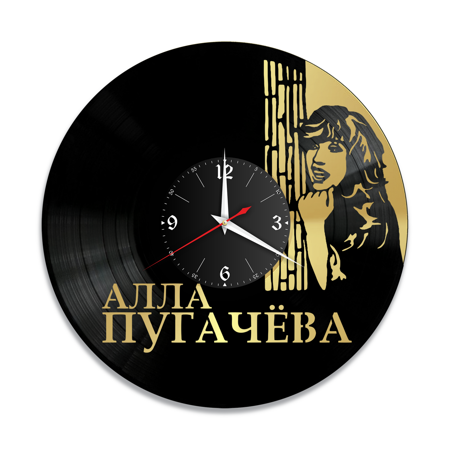 Часы настенные "Алла Пугачева, золото" из винила, №2 VW-10199-1