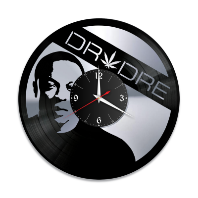 Часы настенные "Dr. Dre (Доктор Дре), серебро" из винила, №1