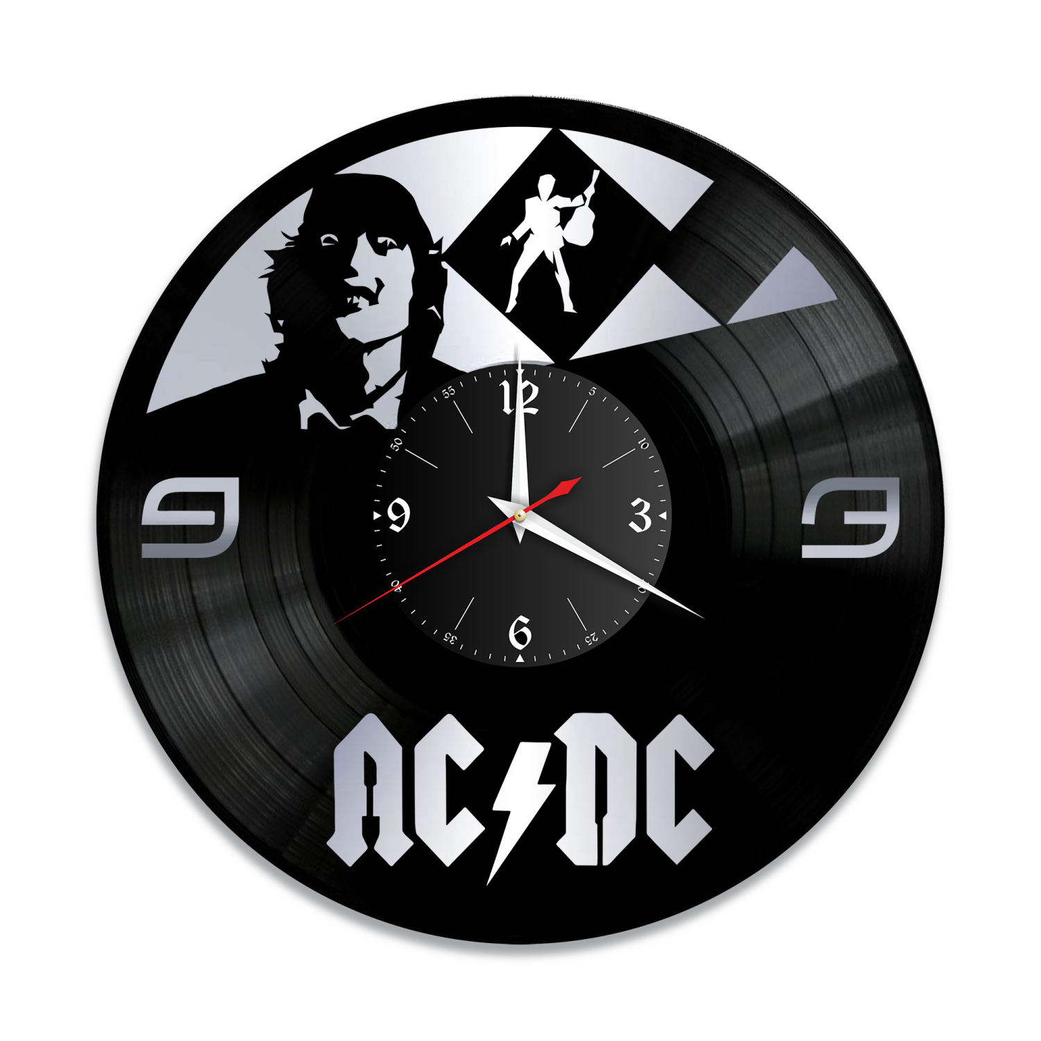Часы настенные "группа AC DC, серебро" из винила, №5 VW-10075-2