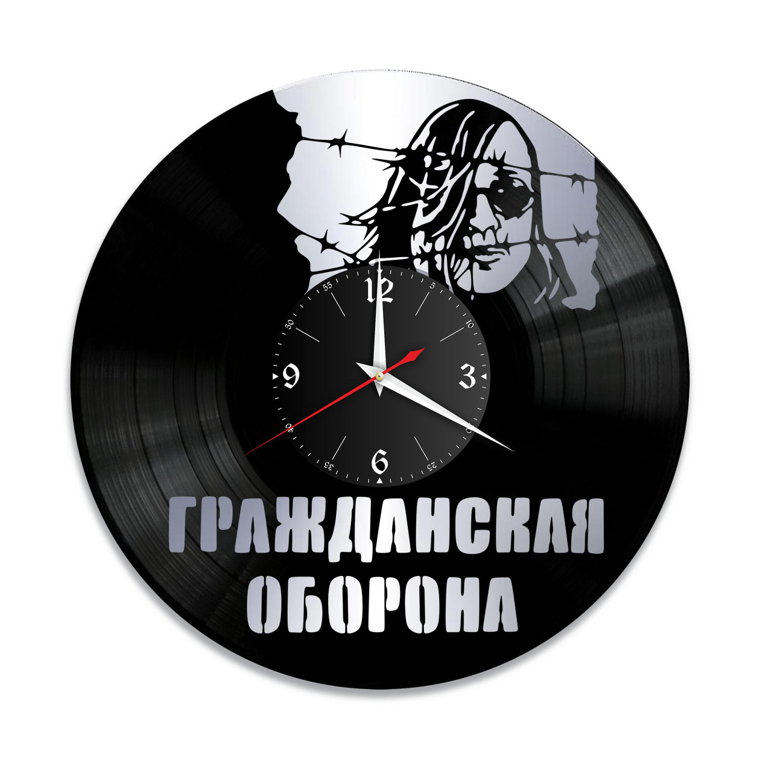 Часы настенные "группа Гражданская Оборона, серебро" из винила, №3 VW-10031-2