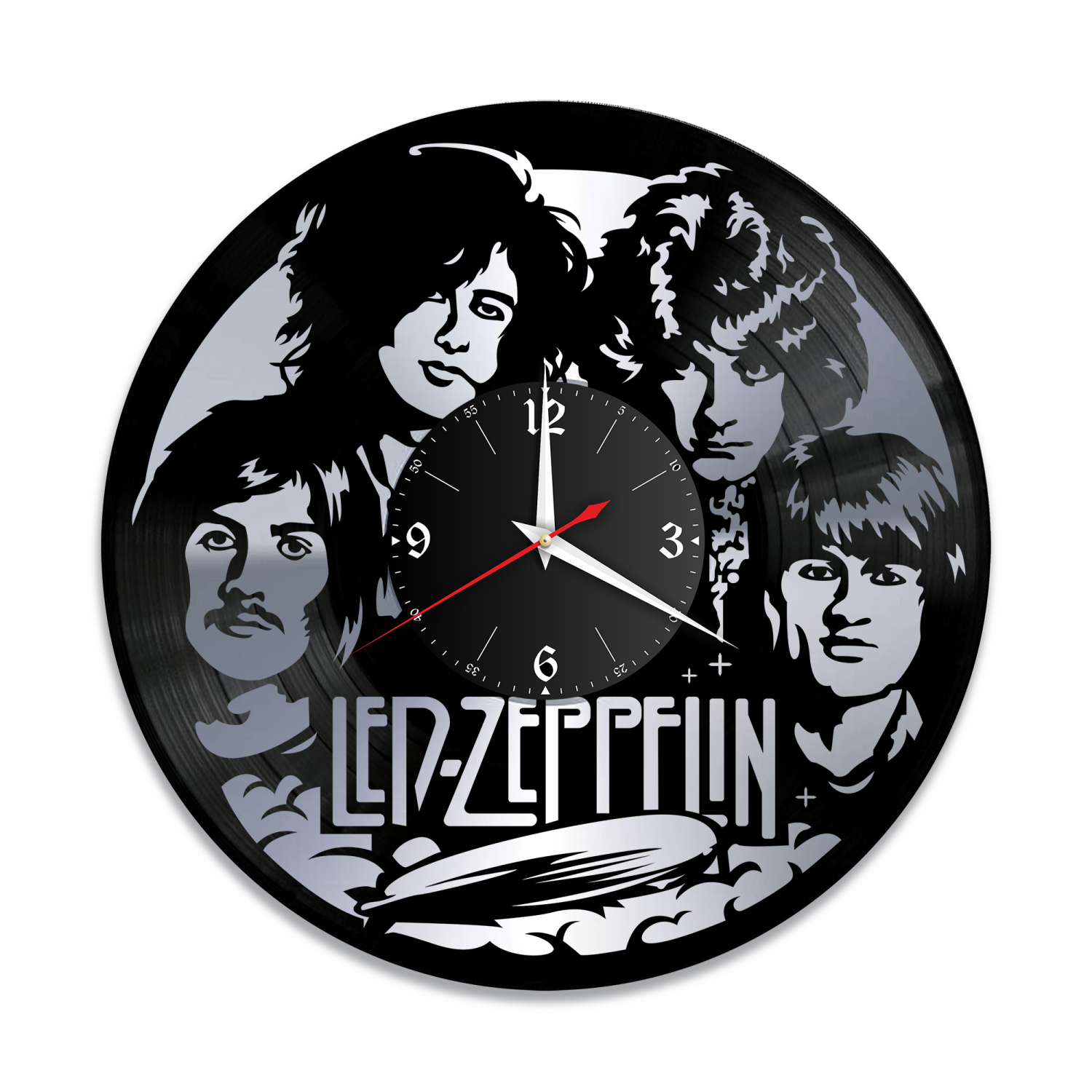 Часы настенные "группа Led Zeppelin, серебро" из винила, №2 VW-10107-2