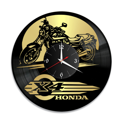 Часы настенные "Мото (Honda x4), золото" из винила, №20
