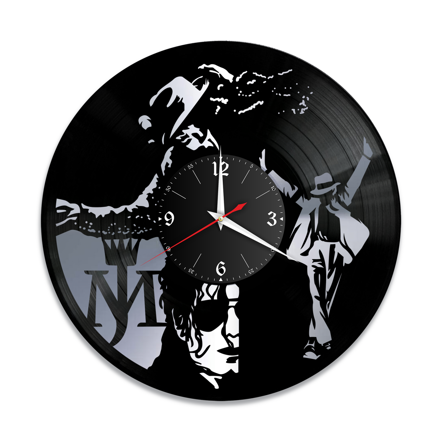 Часы настенные "Майкл Джексон, серебро" из винила, №8 VW-10241-2