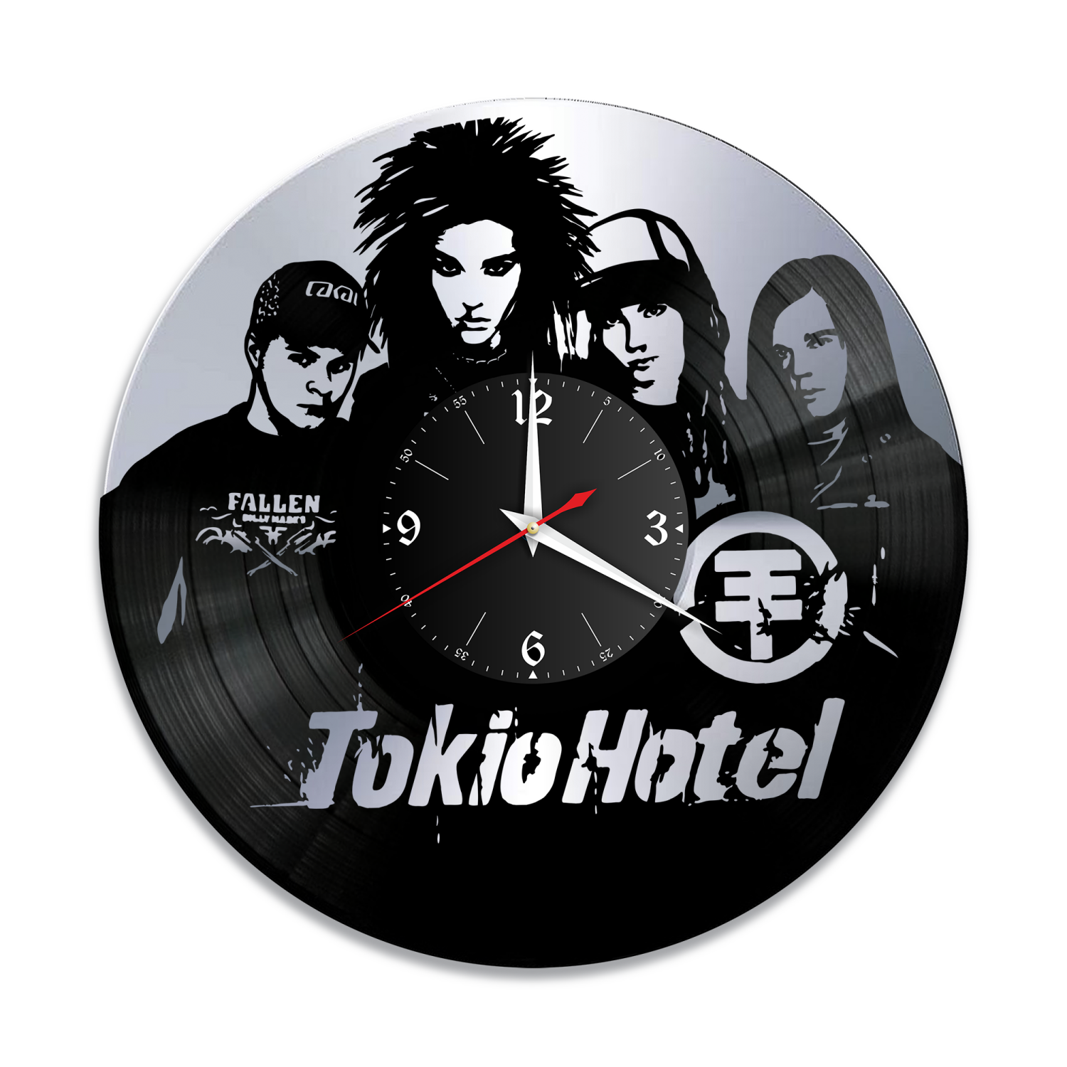 Часы настенные "группа Tokio Hotel, серебро" из винила, №1 VW-12012-2