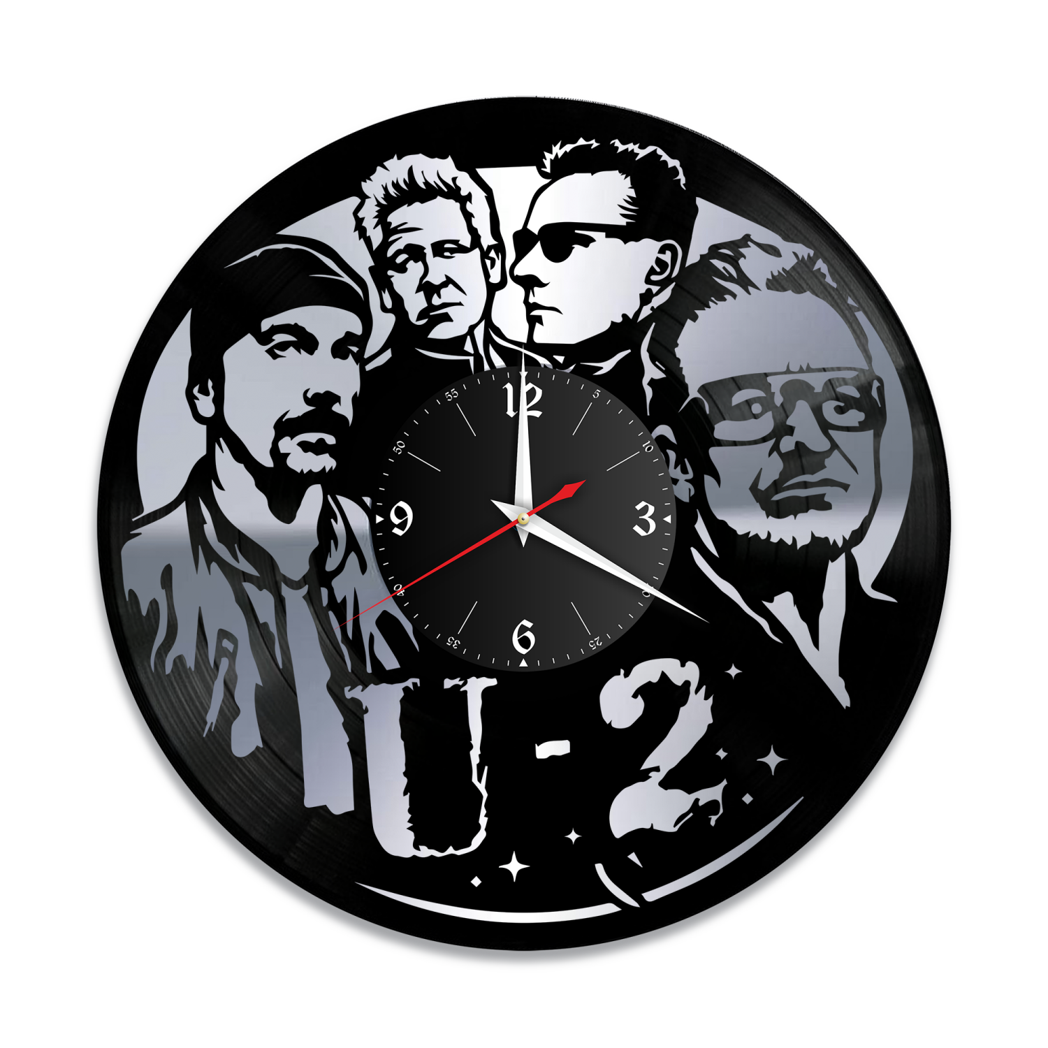 Часы настенные "группа U2, серебро" из винила, №1 VW-10172-2