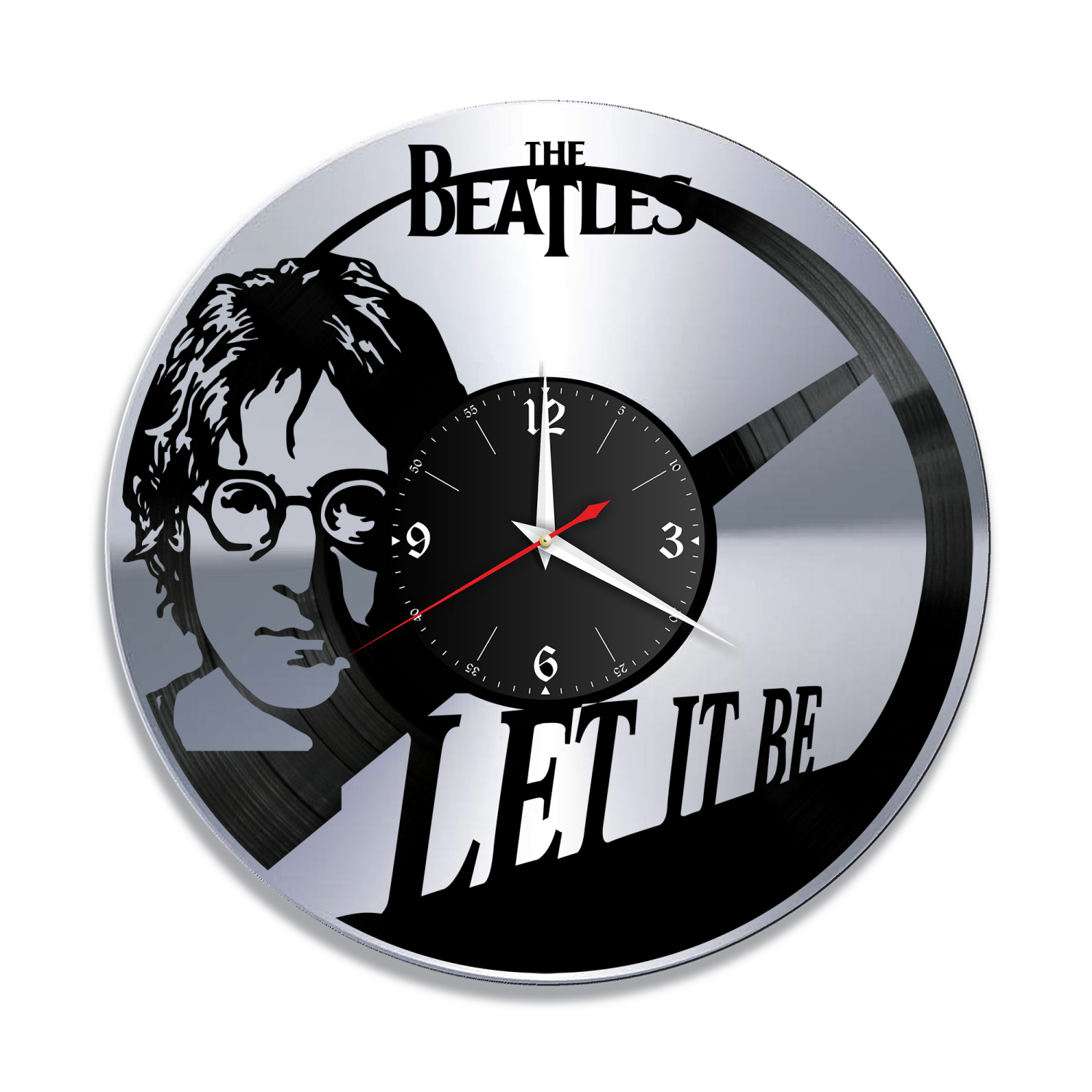 Часы настенные "группа Битлз (The Beatles), серебро" из винила, №1 VW-10178-2