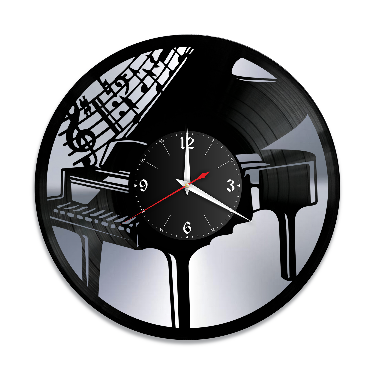 Часы настенные "Музыка (Пианино), серебро" из винила, №24 VW-10894-2