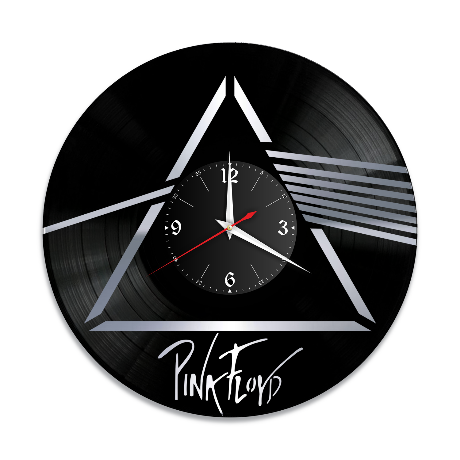 Часы настенные "Группа Pink Floyd, серебро" из винила, №R1 VW-12117-2