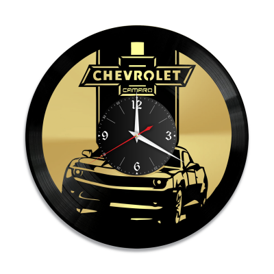 Часы настенные "Chevrolet Camaro, золото" из винила, №1