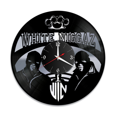 Часы настенные "группа White Niggaz, серебро" из винила, №1