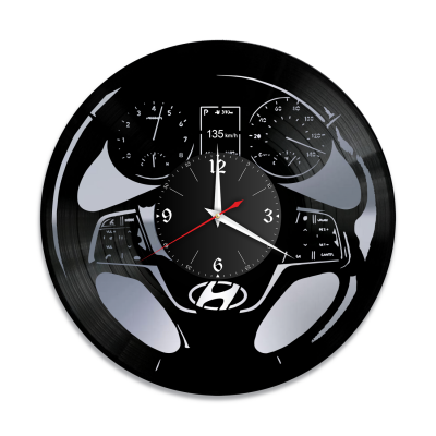 Часы настенные "Hyundai (Приборная панель), серебро" из винила, №1