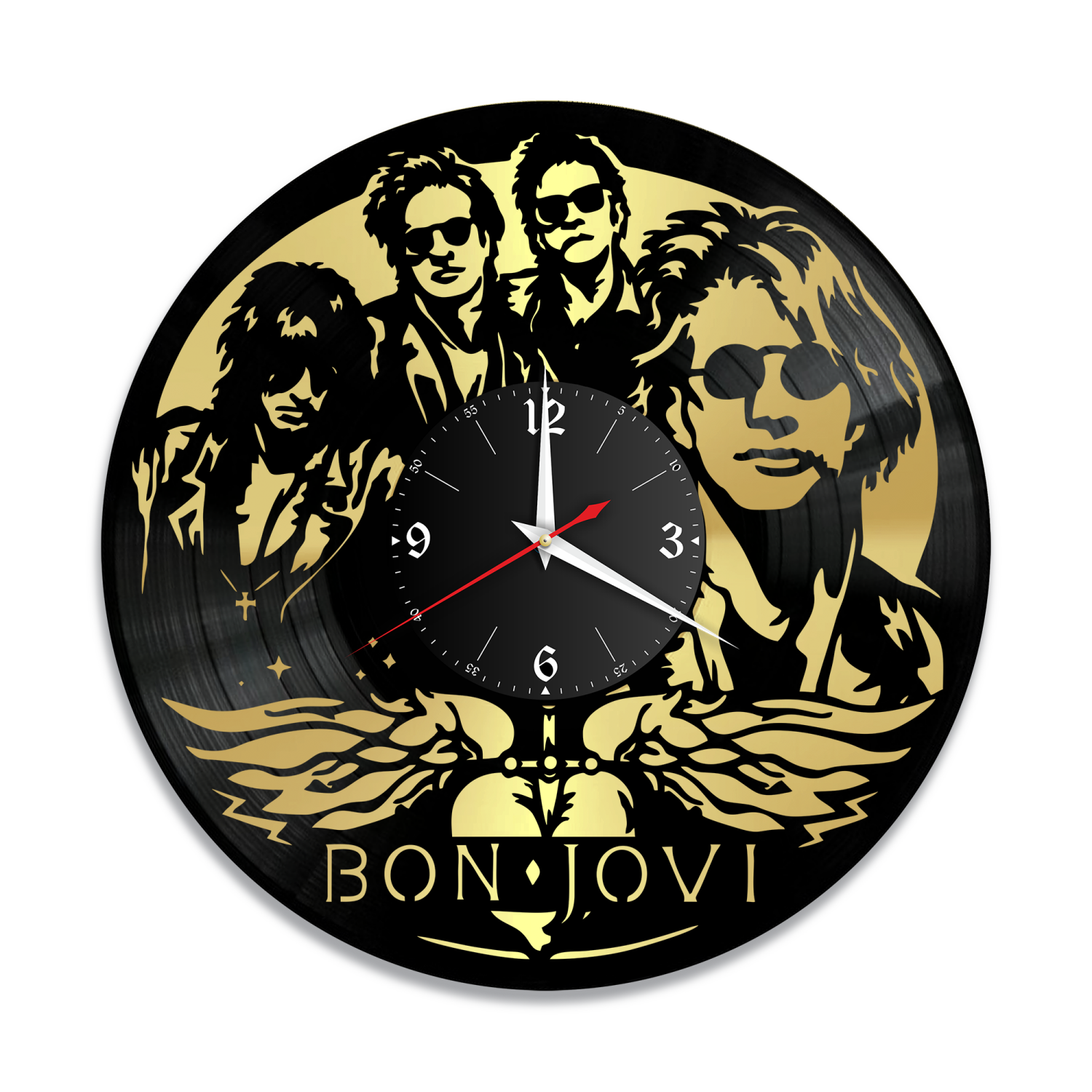 Часы настенные "группа Bon Jovi, золото" из винила, №1 VW-10083-1