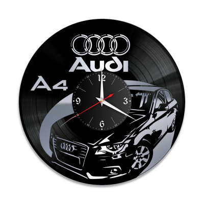 Часы настенные "Audi A4, серебро" из винила, №2