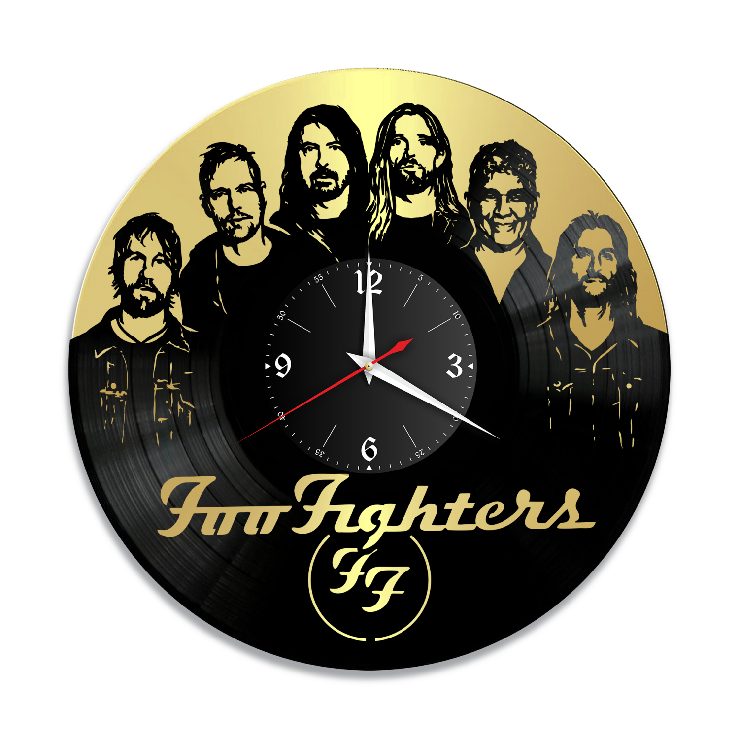 Часы настенные "группа Foo Fighters, золото" из винила, №1 VW-12003-1