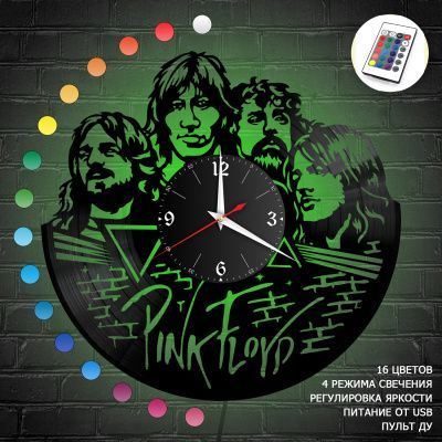 Часы с подсветкой "группа Pink Floyd" из винила, №1
