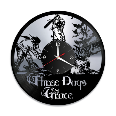 Часы настенные "группа Three Days Grace, серебро" из винила, №1
