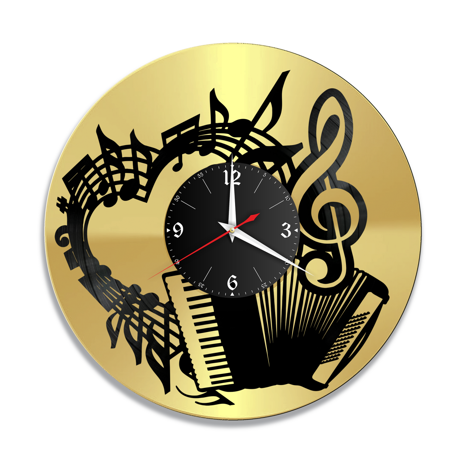 Часы настенные "Музыка (Гармонь), золото" из винила, №23 VW-10893-1