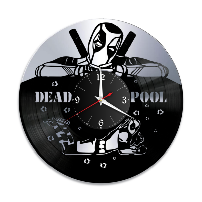 Часы настенные "Deadpool (Дедпул), серебро" из винила, №2