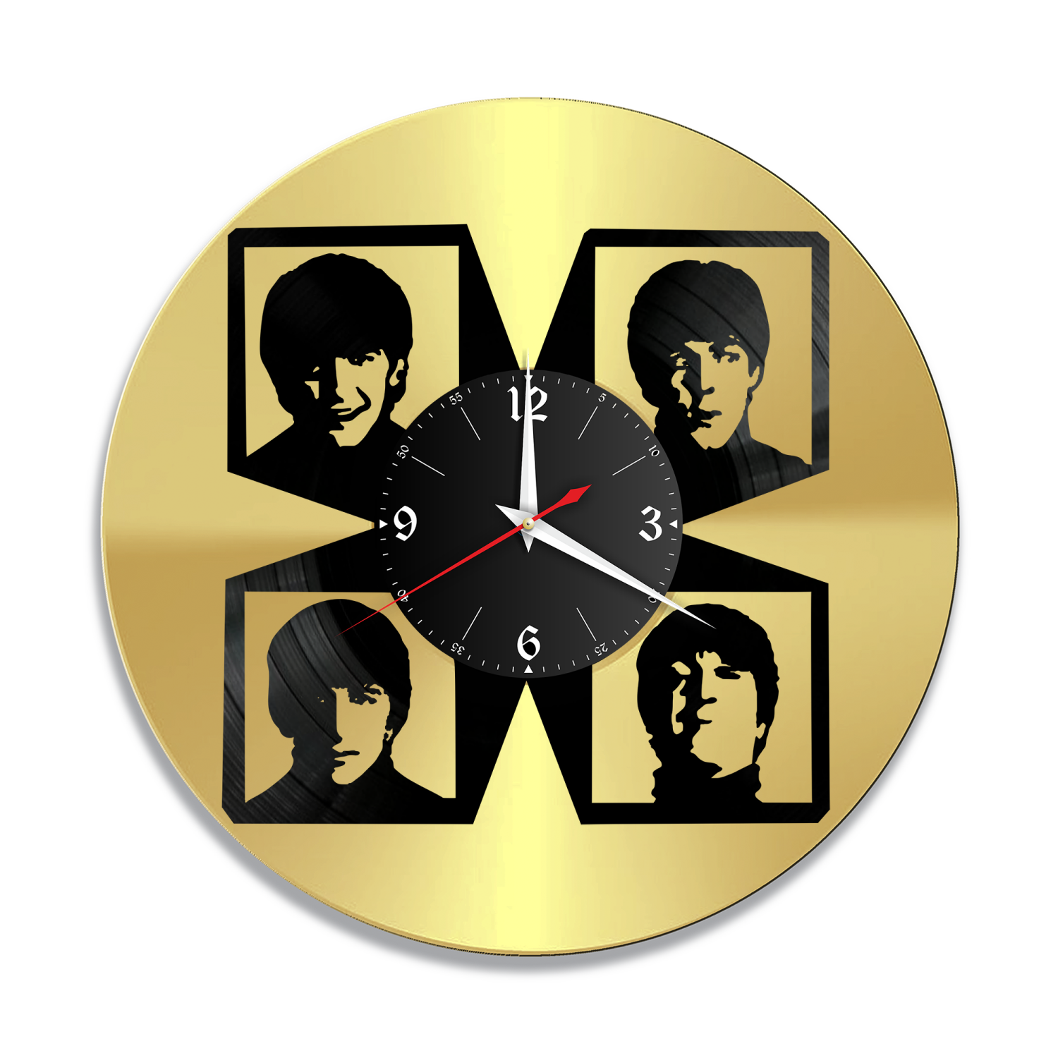 Часы настенные "группа Битлз (The Beatles), золото" из винила, №10 VW-10179-1