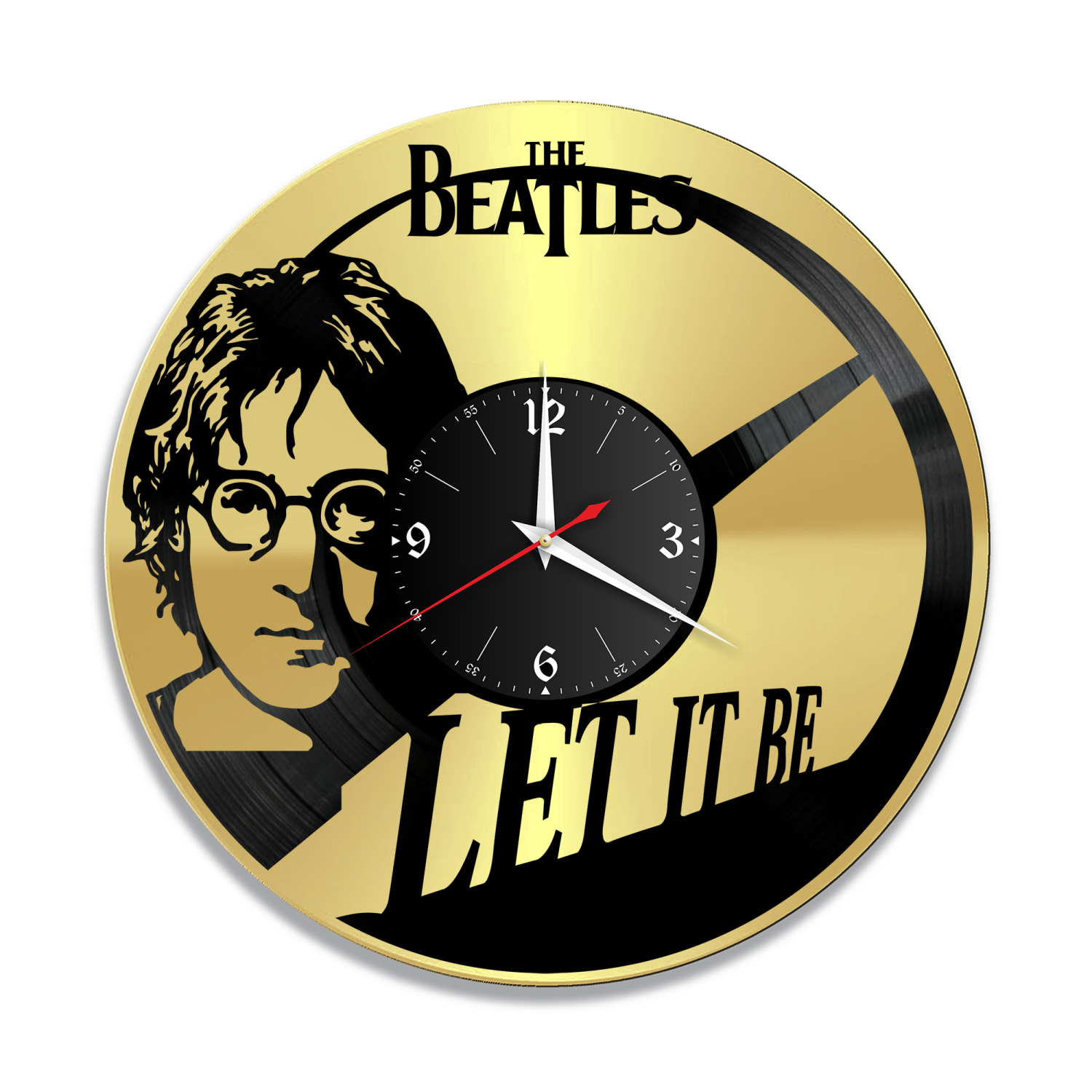 Часы настенные "группа Битлз (The Beatles), золото" из винила, №1 VW-10178-1