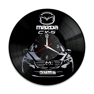 Часы настенные "Mazda CX-5 (Ваш госномер), серебро" из винила, №2