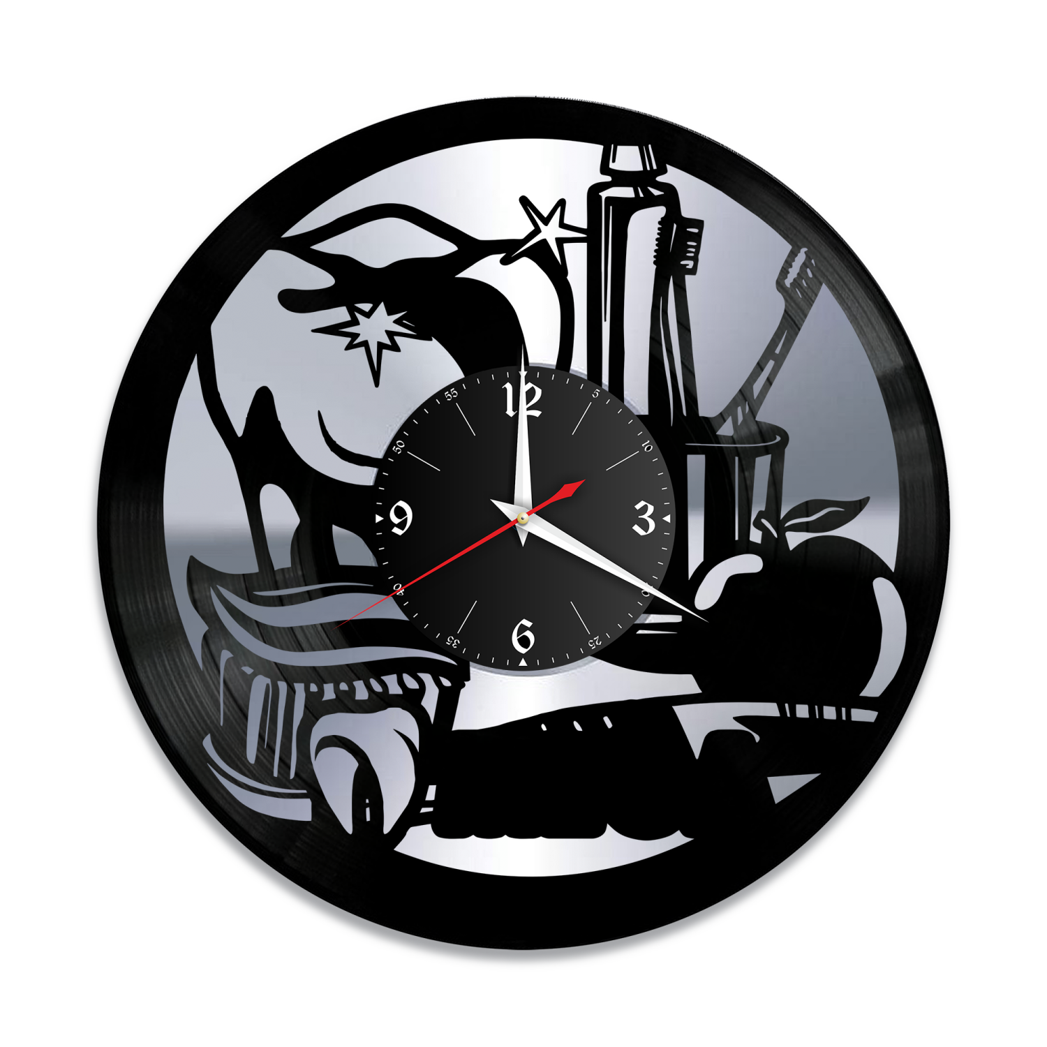 Часы настенные "Стоматолог, серебро" из винила, №2 VW-10597-2
