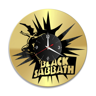 Часы настенные "группа Black Sabbath, золото" из винила, №1