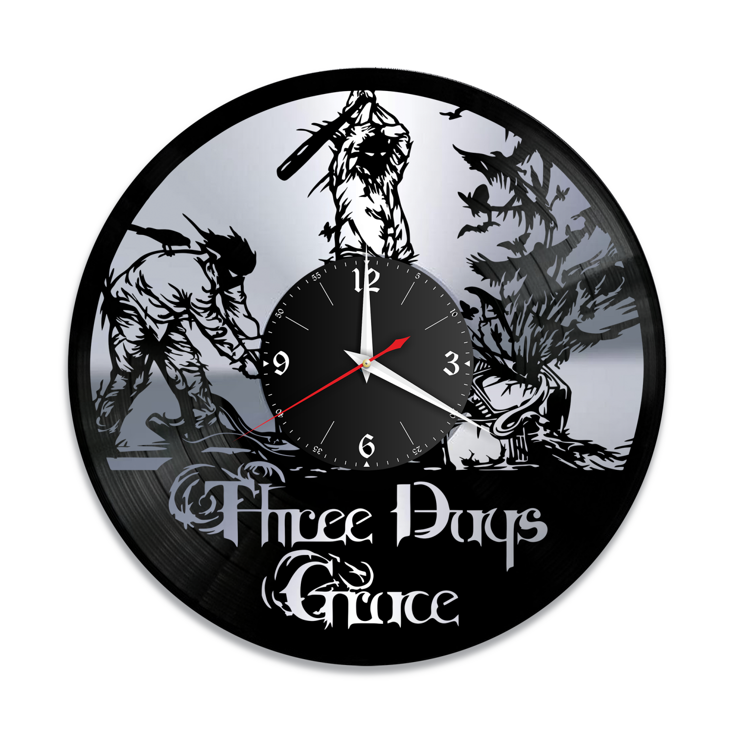 Часы настенные "группа Three Days Grace, серебро" из винила, №1 VW-10835-2