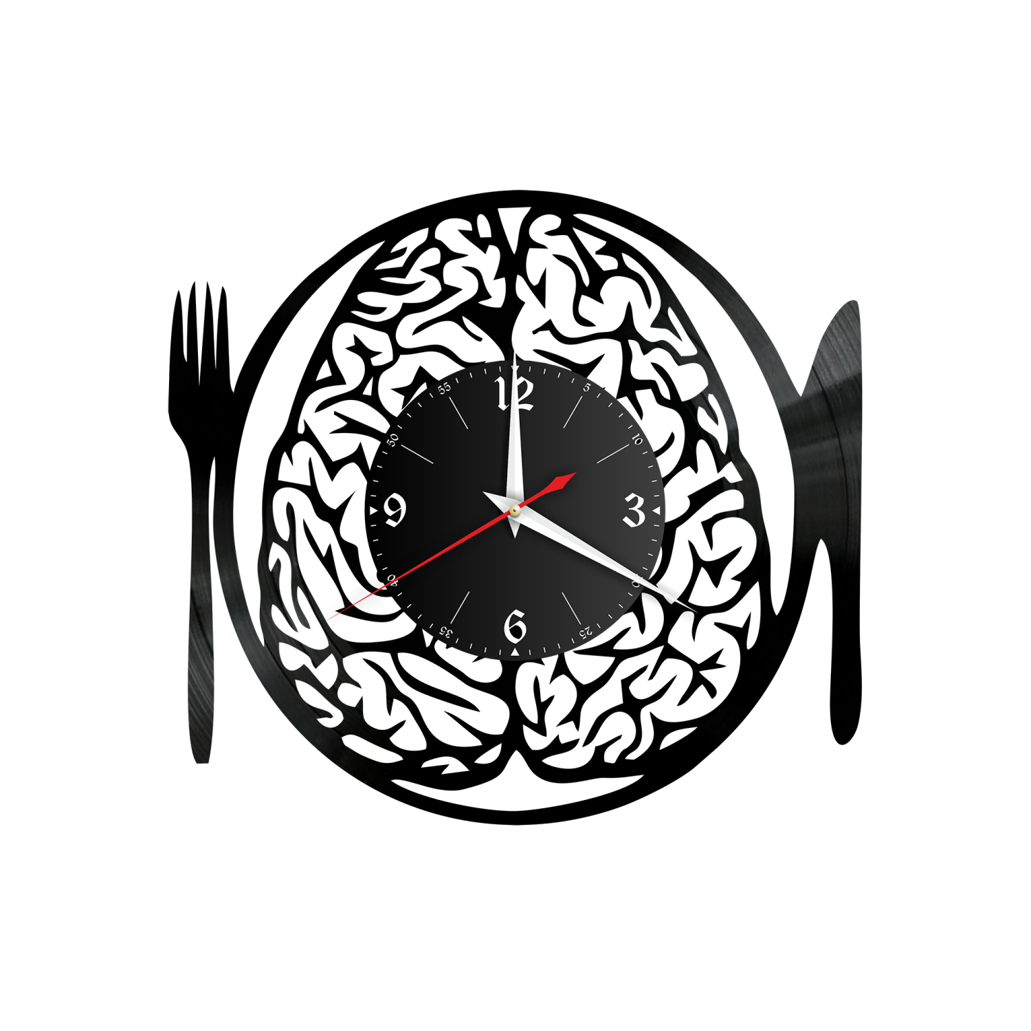 Часы настенные "Питаем мозги" из винила, №1 VW-10616