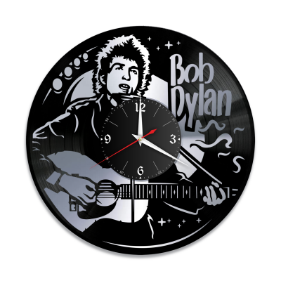 Часы настенные "Боб Дилан (Bob Dylan), серебро" из винила, №1